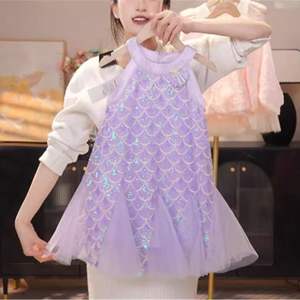 Vestido de Verano de Alta Calidad con Diseño <span class=keywords><strong>Original</strong></span> y Gran Stock Disponible, Vestido de Princesa Sirena con Escamas para Niñas, Adornado con Cuentas, de Poliéster y Algodón - Product Image 5