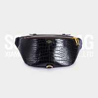 Sac banane en cuir noir en Crocodile pour hommes et femmes, de style créatif et exotique, avec Logo personnalisé, nouvelle collection