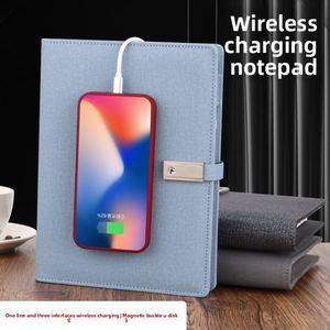 Ensemble de carnet en cuir imitation avec chargeur sans fil magnétique, cadeau d'affaires multifonctionnel avec 1 clé USB - Product Image 4