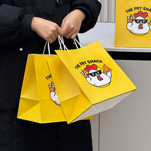 Bolsa de Papel <span class=keywords><strong>Kraft</strong></span> Desechable, Reciclable, Biodegradable y Ecológica con Logotipo Personalizado para Comida Rápida para Llevar, Entrega a Domicilio para Restaurantes - Product Image 5