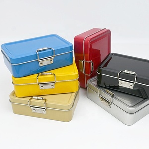 Ready Stock Colorful Rectangular Hinged Clasp Tinplate <b>Box</b> <b>Empty</b> Metal Storage Tin Can For Snack Biscuit Holiday <b>Gift</b> Packing - Product Image 2