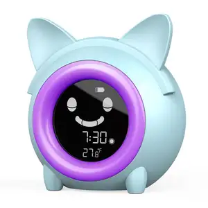 2021 Jam Alarm Anak-anak Kucing Digital Bangun Jam Meja Tidur Timer Tidur Suara Mesin Suhu Gadis-gadis Anak Laki-laki Kamar Tidur