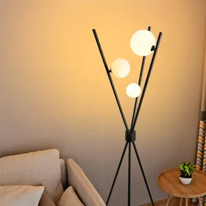 Modern minimalist large metal arch reading and living room decoration led floor lamp standing side tripod modern floor lamp