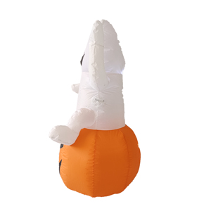 Decorazione Gonfiabile Professionale in Terylene per Halloween con Dimensioni Personalizzabili, Elfo Arancione e <span class=keywords><strong>Bianco</strong></span> Seduto su Zucca con Luci LED - Product Image 5