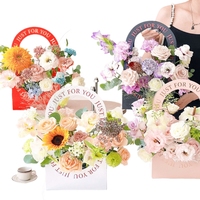 Boîte d'emballage vide pour fleuriste, en papier artistique transparent, nouveau design, motif personnalisé, pour la Saint-Valentin, cadeau de festival, DIY