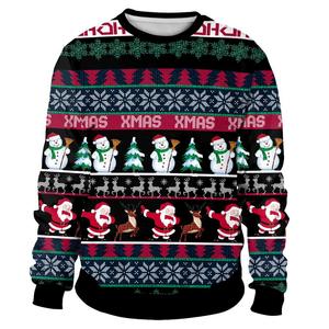 Pull de Noël pour homme, tricoté épais, motif jacquard, coupe décontractée, noir, fibre acrylique, vêtement d'hiver - Product Image 1