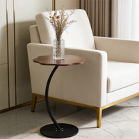 Table d'appoint en bois minimaliste moderne en forme de C - Design élégant, compact et léger, modèle MCS1107 pour canapé, salon et chambre à coucher