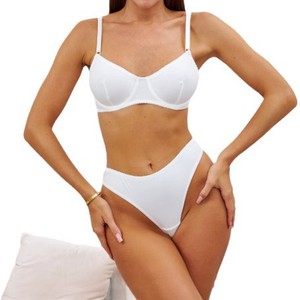 Ensemble de lingerie féminine russe de haute qualité, en tissu de soie glacée, confortable et lisse, composé d'un soutien-gorge et d'un string. - Product Image 5
