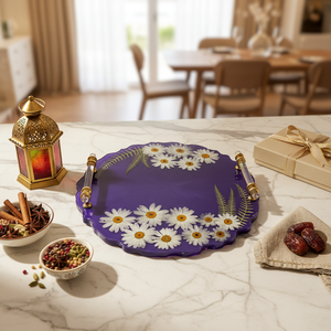 Wood-Resin Luxury <b>Decorative</b> Tray Customized Color Home <b>Decor</b> Kitchen Gift Ramadan Diwali Wedding Modern Design Lightweight - Product Image 3