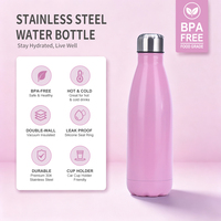Botol Air Vakum Dinding Ganda 500ml Stainless Steel Terisolasi yang Dipersonalisasi