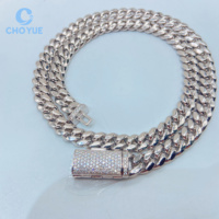 Chaîne cubaine Miami en argent sterling 925 de 8 mm, sertie de diamants Moissanite VVS, style Hip Hop, collier cubain Miami uni