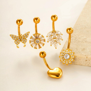 HENGSEN acciaio inox zircone corpo <span class=keywords><strong>Piercing</strong></span> gioielli <span class=keywords><strong>ombelico</strong></span> anello Dragonfly a forma di cuore graziosi anelli di <span class=keywords><strong>ombelico</strong></span> per le donne - Product Image 5