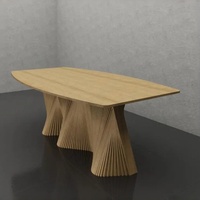 Table à manger en bois artistique et durable, forme ondulée sculpturale, meubles de salle à manger, maison, restaurant, hôtel