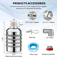 Vanne à flotteur sphérique en acier inoxydable de 1/2 pouce, marque LICHENG, vente directe usine OEM, commande manuelle pour aquarium et réservoir d'eau
