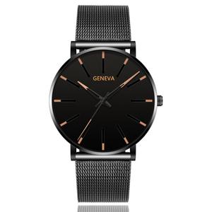 Reloj de pulsera ultrafino de malla para hombre, reloj de lujo a la moda, informal, de negocios, sencillo, de cuarzo, de acero inoxidable. - Product Image 4