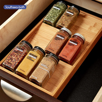Porte-épices en bambou de style moderne, organisateur de cuisine de comptoir, présentoir debout multifonctionnel à trois niveaux pour le nettoyage de la vaisselle