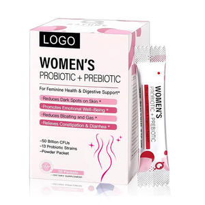 Probiótico y Prebiótico Vegano para Mujeres Adultas, 60g en Sobres, Salud Femenina, Apoyo Digestivo, 50 Mil Millones de UFC, 30 Sobres, 12 Meses - Product Image 1