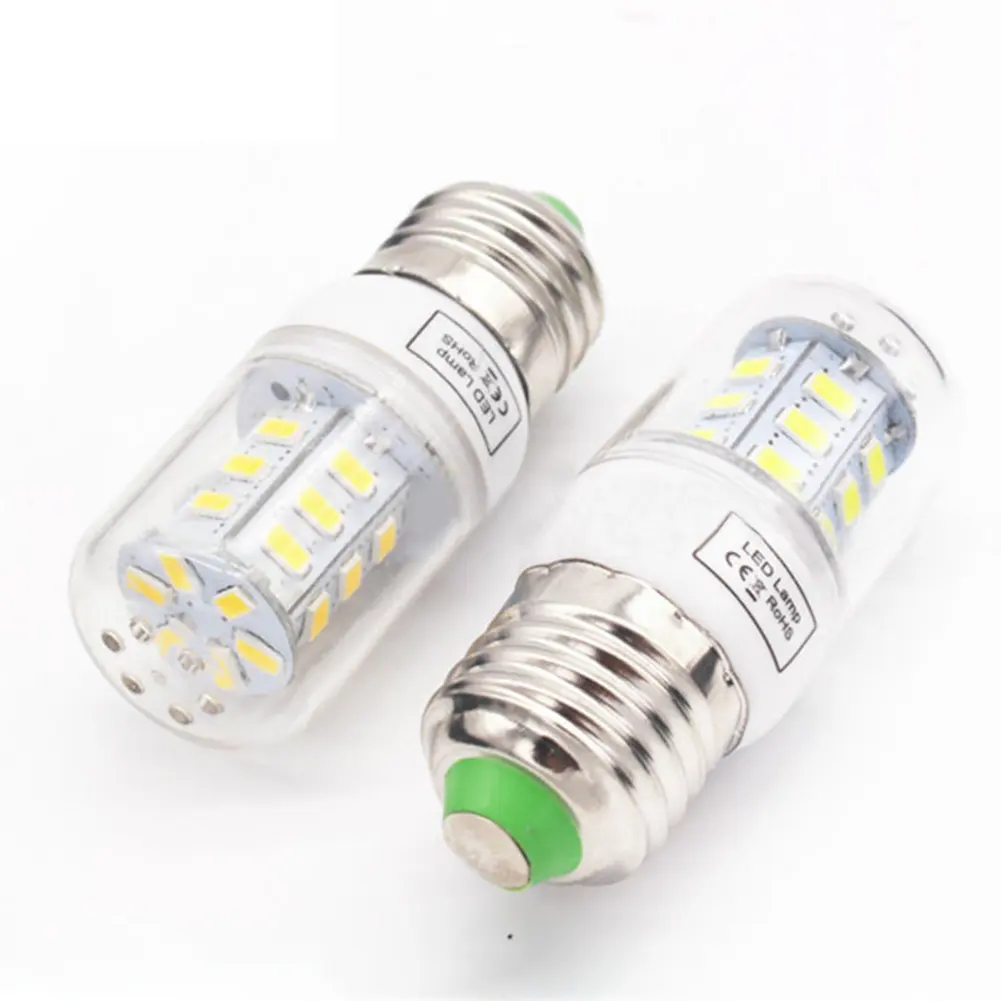 Lâmpada led de 5w, lâmpada milho de ampla tensão, AC85-265V smd universal, com caso, economia de energia, regulável, e26 e27