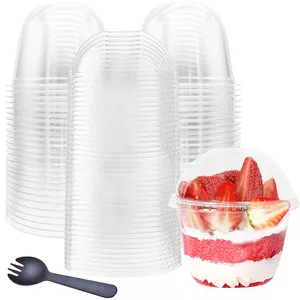 Пластиковые чашки, домашние десертные чашки для пудинга, закусок, мороженого с купольными крышками и спорами, одноразовая пищевая пластиковая чашка 9 унций 7-15 дней