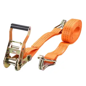 Ratchet tie down strap wide handle strap ratchet load strap cargo belt with J Hooks strap