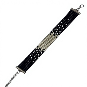 Pulsera de Cuentas Hecha a Mano con Patrón de Piedras Negras, Amarillas y Plateadas para la Elaboración de Pulseras, NOUSHAD HANDICRAFTS, Certificado IGI, Uttar Pradesh - Product Image 1
