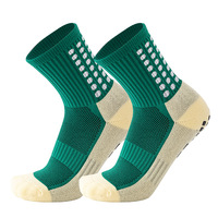 Chaussettes de sport de football pour hommes, blanches, logo personnalisé, coton, terry, antidérapantes, respirantes, chaussettes de football antidérapantes