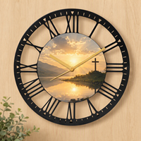 Horloge murale en fer personnalisée avec motif colombes centralisées, 25 cm, motif sur mesure pour accent mural religieux ou domestique