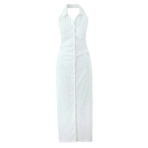 Vestido Casual 2026 de Verano para Mujer, Estilo Europeo y Americano, Cárdigan con Solapa, Sexy, Ajustado, Color Sólido - Product Image 3