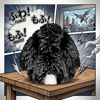 PLAYPOP Style JC Peluche Lapin Noir à Poils Longs Version Haute Édition Limitée avec Base Lestée Animal en Peluche de Luxe Gothique