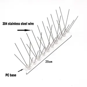 Bird Spikes Flexible Stainless Steel with Plastic Base, 5 feet Coverage 6 Strips Barrier for Pigeons and Other Small Birds