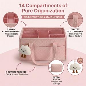 Cesta Portátil para Bebé con Divisores Extraíbles, Organizador de Pañales Acolchado, Cesta de Almacenamiento para Guardería - Product Image 3