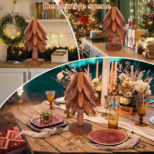 Trivet per alberi in <span class=keywords><strong>legno</strong></span> per piatti caldi-Set di 4 per un facile riporre i supporti caldi-ornamenti multifunzionali - Product Image 5