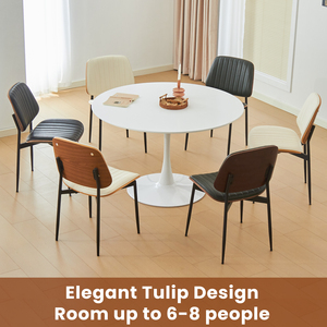 Tavolo da pranzo 40 "cerchio tulipano spesso piedistallo in metallo metà secolo moderno bistrot tavolo 6 posti 1 anno di garanzia cucina - Product Image 4