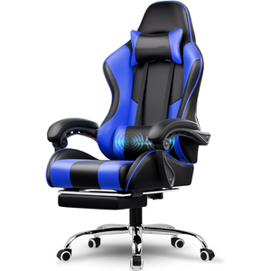 Chaise de jeu de massage noire la plus confortable et relaxante, entièrement en cuir, avec siège pivotant à 360 degrés, réglable en hauteur pour le bureau - Product Image 2