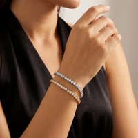 Nouveau Bracelet de danseuse élastique style tennis, ovale, en zircon super brillant, style bohème, en acier inoxydable Dazan INS, collection 2026, bijou pour femme, cadeau, meilleure vente