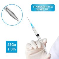 Jeringa Manual de 3 ml con Conexión Luer Lock, Aguja de 23G y 25 mm, Esterilizada y Envasada Individualmente, Adecuada para Uso en Laboratorio, Medición de Líquidos