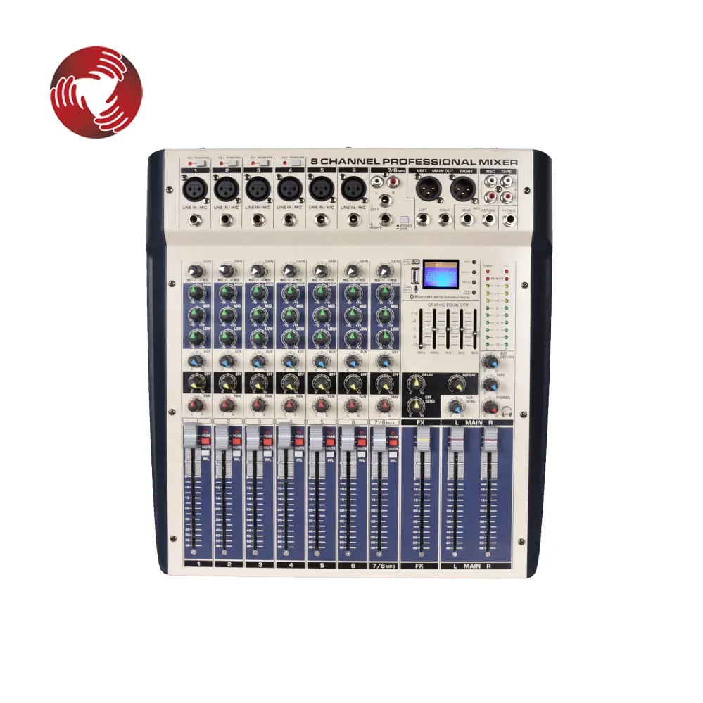 Audio 8-channel sound mixer professional 350W*2 power amplifier MP3