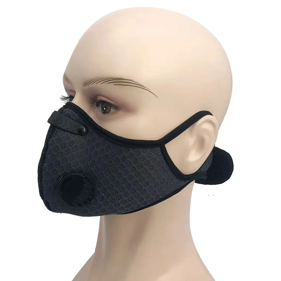 Outdoor Cycling Maskes with 5 layer Filter Carbon Cloth Mouth Maskes Fashion Sport Face Maskes with Valve for Dust