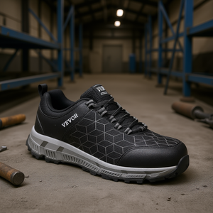 Scarpe da lavoro da uomo nere con punta in acciaio, taglia US 11.5, anti-impatto, in pelle e rete, per la protezione dei piedi. - Product Image 2