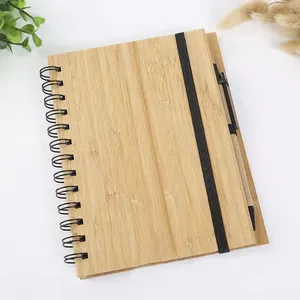 Wholesale customised a5 journal bamboo custom spiral notebook a5 gratitude journal spiral notebook sketch book notebook with pen