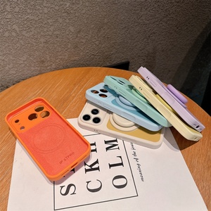 Liquid Silicone Contrast Color Block <b>Thin</b> <b>Ring</b> Magnetic Suction Bracket for iPhone 17 Pro Max 16 15 Phone Case - Product Image 2