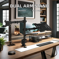 Nouvel arrivage de support de moniteur double hauteur réglable étagère de bureau 13-32 pouces capacité bras oscillants à 90 degrés support d'écran ICD