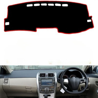 Housse de tableau de bord antidérapante, protection solaire, polyester, 5 mm d'épaisseur, intégrale, noir et rouge, compatible avec Toyota Corolla 2007-2013
