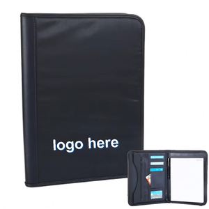 Promotion Custom Logo Business A4 Multifunctional PU Leather Zippered Office <b>File</b> <b>Folder</b> Portfolio - Product Image 1
