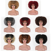 Perruques synthétiques à bandeau Afro Kinky Curly, aspect naturel, résistantes à la chaleur, dégradé brun-noir, pour femmes, usage quotidien