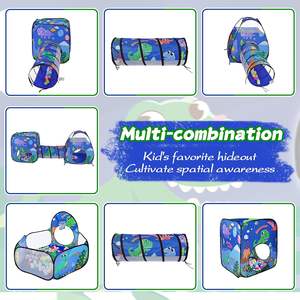 Casa <span class=keywords><strong>de</strong></span> Juegos Interior Personalizada con Túnel, 5 Piezas, Diseño <span class=keywords><strong>de</strong></span> Dinosaurios, Carpa Infantil para Jugar en Interiores y Exteriores, Piscina <span class=keywords><strong>de</strong></span> Pelotas para Niños Pequeños, Regalos - Product Image 5