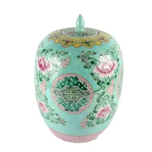 RYQQ51 Handgeschilderde Famille Rose Porselein Meloen Pot Met Bloemen Ontwerp