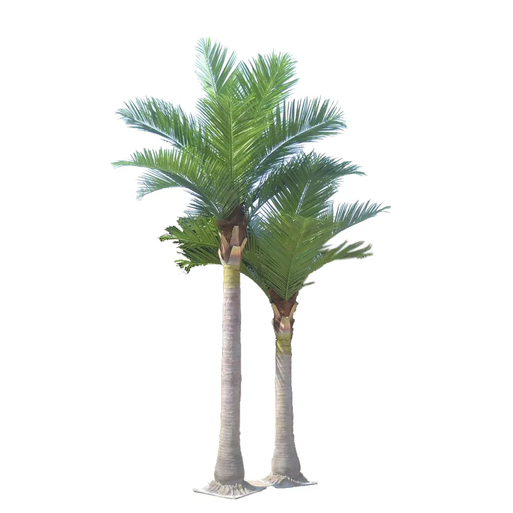 Açık Dekoratif Yapay Palmiye Ağacı Üstleri Plastik Yapay Palmiye Ağaçları Kabuğu Yaprakları Ile