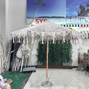 卸売り2m 2.5m 3m大型高級ビーチ屋外用マクラメクロシェットパラソルフリンジ付きリゾートホームデコレーションBohoパティオ傘 - Product Image 6