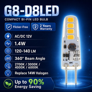 หลอดไฟ LED G4 แบบขั้วข้าม ไม่กระพริบ 1.4W AC/DC 12V ใช้แทนหลอดฮาโลเจน คุณภาพสูง หลอดไฟ LED G4 ขนาดเล็ก - Product Image 1